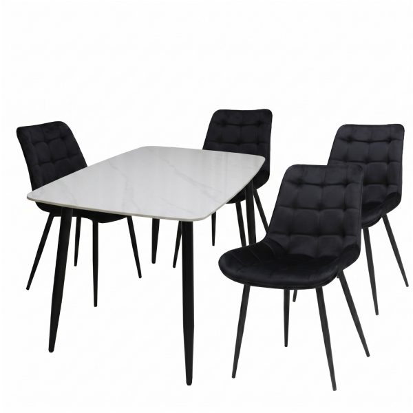 Set Masa fixa Atlas Alba Figure cu 4 Scaune Onix Negru1