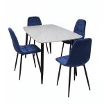 Set Masa fixa Atlas Marble Alb cu 4 Scaune Gya Albastru1
