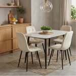 Set Masa fixa Atlas Marble Alb cu 4 Scaune Gya Crem