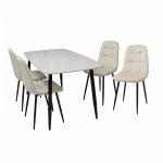 Set Masa fixa Atlas Marble Alb cu 4 Scaune Gya Crem1
