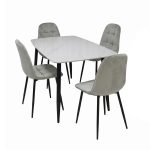 Set Masa fixa Atlas Marble Alb cu 4 Scaune Gya Gri1