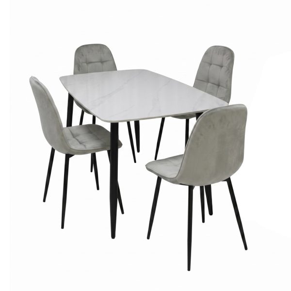 Set Masa fixa Atlas Marble Alb cu 4 Scaune Gya Gri1