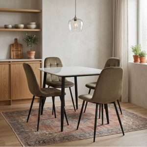 Set Masa fixa Atlas Marble Alb cu 4 Scaune Gya Maro