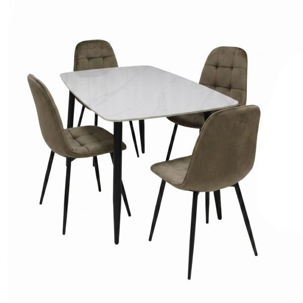 Set Masa fixa Atlas Marble Alb cu 4 Scaune Gya Maro1