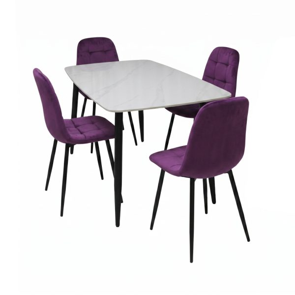 Set Masa fixa Atlas Marble Alb cu 4 Scaune Gya Mov1