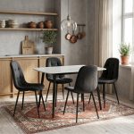 Set Masa fixa Atlas Marble Alb cu 4 Scaune Gya Negru
