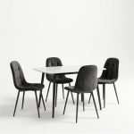 Set Masa fixa Atlas Marble Alb cu 4 Scaune Gya Negru1