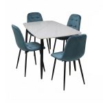 Set Masa fixa Atlas Marble Alb cu 4 Scaune Gya Turcoaz1