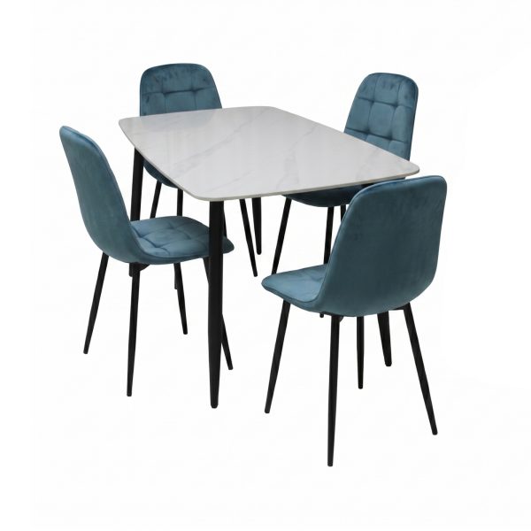 Set Masa fixa Atlas Marble Alb cu 4 Scaune Gya Turcoaz1