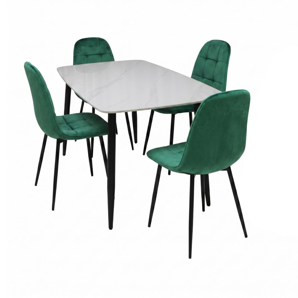 Set Masa fixa Atlas Marble Alb cu 4 Scaune Gya Verde1