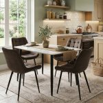 Set Masa fixa Atlas Marble Alba cu 4 Onix Maro
