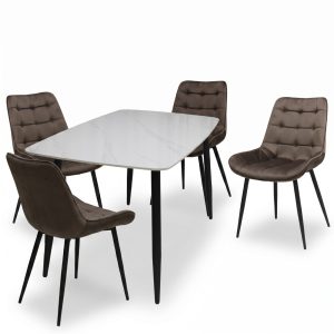 Set Masa fixa Atlas Marble Alba cu 4 Onix Maro1