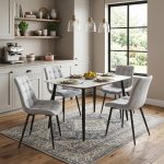 Set Masa fixa Atlas Marble Alba cu 4 Scaune Onix Gri Deschis