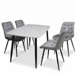 Set Masa fixa Atlas Marble Alba cu 4 Scaune Onix Gri1