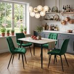 Set Masa fixa Atlas Marble Alba cu 4 Scaune Onix Verde