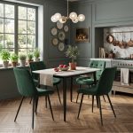 Set Masa fixa Atlas Marble Alba cu 4 Scaune Onix Verde inchis