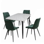 Set Masa fixa Atlas Marble Alba cu 4 Scaune Onix Verde inchis1