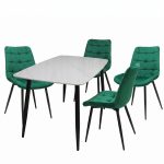 Set Masa fixa Atlas Marble Alba cu 4 Scaune Onix Verde1