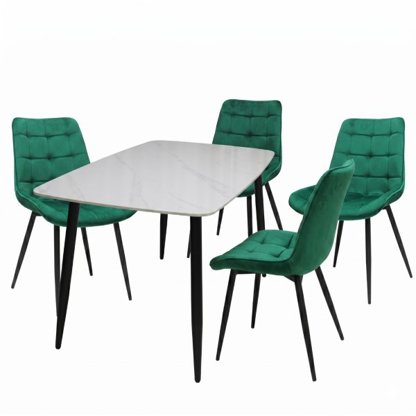 Set Masa fixa Atlas Marble Alba cu 4 Scaune Onix Verde1