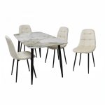 Set Masa fixa Atlas Marble Figure cu 4 Scaune Gya Crem1