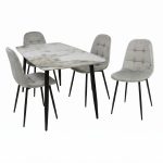 Set Masa fixa Atlas Marble Figure cu 4 Scaune Gya Gri1