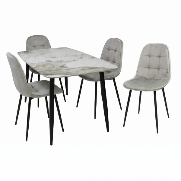 Set Masa fixa Atlas Marble Figure cu 4 Scaune Gya Gri1
