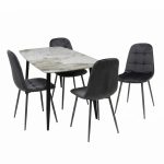 Set Masa fixa Atlas Marble Figure cu 4 Scaune Gya Negru1