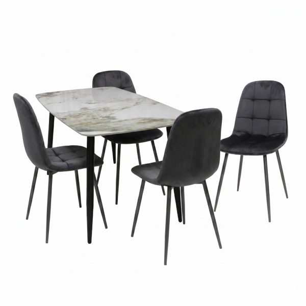 Set Masa fixa Atlas Marble Figure cu 4 Scaune Gya Negru1