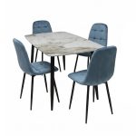 Set Masa fixa Atlas Marble Figure cu 4 Scaune Gya Turcoaz1