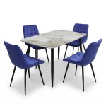 Set Masa fixa Atlas Marble Figure cu 4 Scaune Onix Albastru1