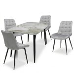 Set Masa fixa Atlas Marble Figure cu 4 Scaune Onix Gri Deschis1