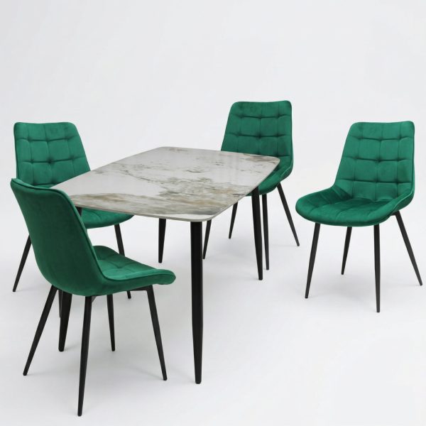 Set Masa fixa Atlas Marble Figure cu 4 Scaune Onix Verde1