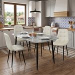 Set Masa fixa Atlas Marble Gri cu 4 Scaune Gya Crem