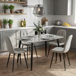 Set Masa fixa Atlas Marble Gri cu 4 Scaune Gya Gri