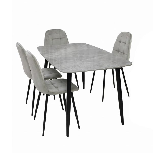 Set Masa fixa Atlas Marble Gri cu 4 Scaune Gya Gri1