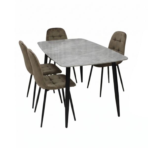 Set Masa fixa Atlas Marble Gri cu 4 Scaune Gya Maro1