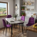 Set Masa fixa Atlas Marble Gri cu 4 Scaune Gya Mov