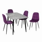 Set Masa fixa Atlas Marble Gri cu 4 Scaune Gya Mov1