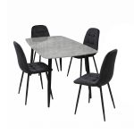 Set Masa fixa Atlas Marble Gri cu 4 Scaune Gya Negru1