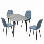Set Masa fixa Atlas Marble Gri cu 4 Scaune Gya Turcoaz1
