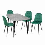 Set Masa fixa Atlas Marble Gri cu 4 Scaune Gya Verde1