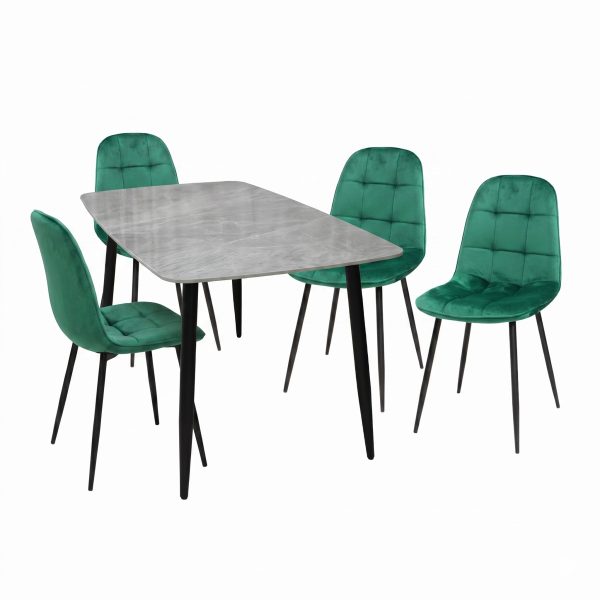 Set Masa fixa Atlas Marble Gri cu 4 Scaune Gya Verde1