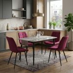 Set Masa fixa Atlas Marble Gri cu 4 Scaune Onix Bordo