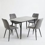 Set Masa fixa Atlas Marble Gri cu 4 Scaune Onix Gri1