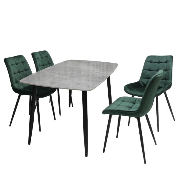 Set Masa fixa Atlas Marble Gri cu 4 Scaune Onix Verde inchis1