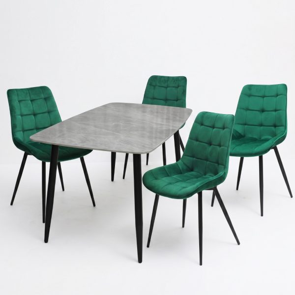 Set Masa fixa Atlas Marble Gri cu 4 Scaune Onix Verde1