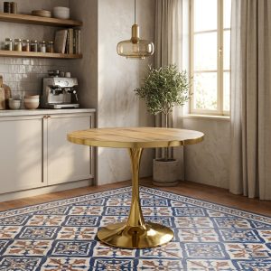 Masa fixa Rotunda Lyma Gold Nuc Deschis 80 cm