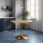 Masa fixa Rotunda Lyma Nuc Deschis Gold 90 cm