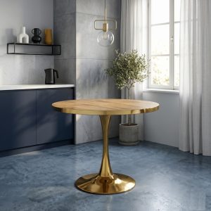Masa fixa Rotunda Lyma Nuc Deschis Gold 90 cm