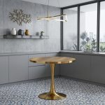Masa fixa Rotunda Lyma Nuc Gold 90 cm